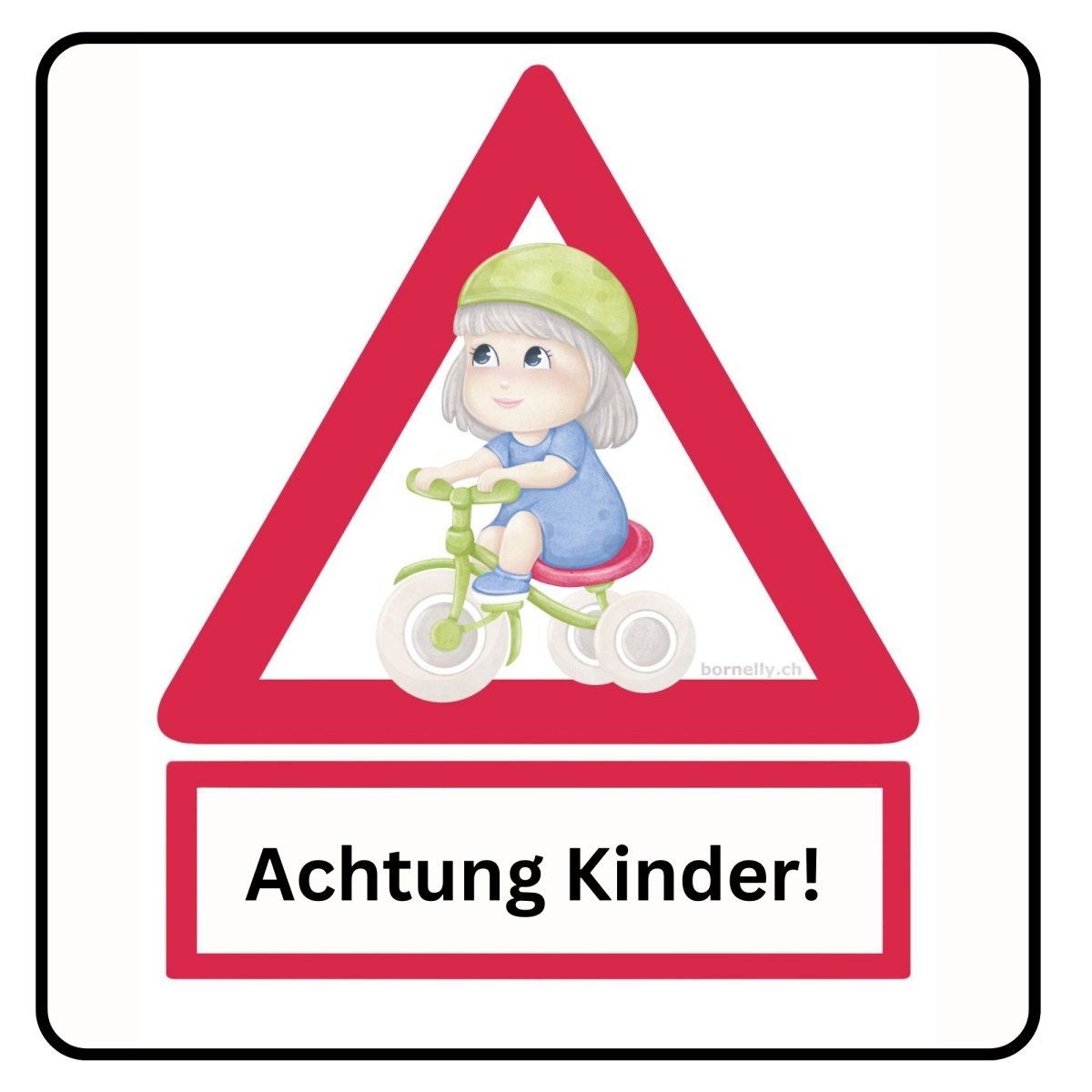 Warnschild Mädchen Laufrad - bornelly